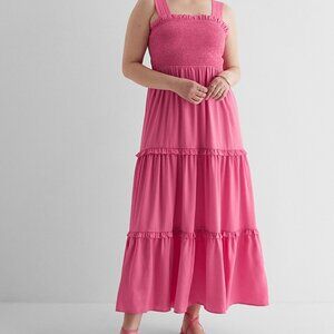 EXPRESS Square Neck Smocked Tiered Maxi Dress